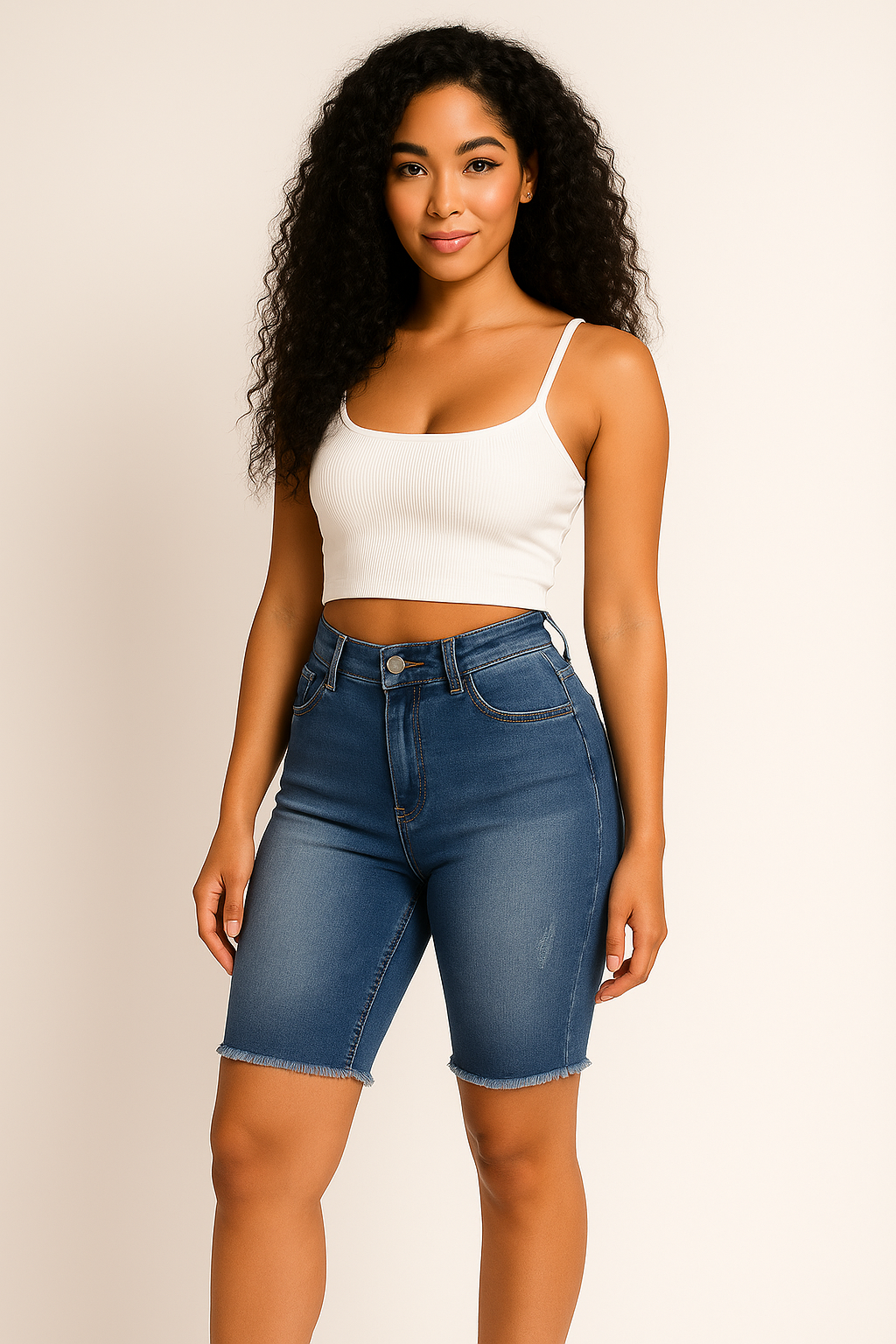 Washed Denim Shorts